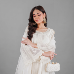 Ivory Embroidered Long Kurta with Trouser