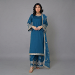 Royal Teal Grace Embroidered 3-Piece Suit