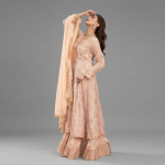 Embellished Peach Anarkali Set