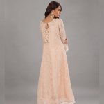 Luxury Peach Embroidered Chiffon Suit