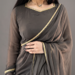 Smoky Taupe Grace Drape Saree
