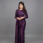 Royal Plum Luxe Satin Saree