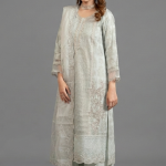 Seafoam Green Minimalist Embroidered Organza Co-ord Set