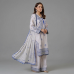 Grey and Blue Embroidered Lawn Coordinate Set
