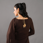 Elegant Chocolate Brown Draped Saree