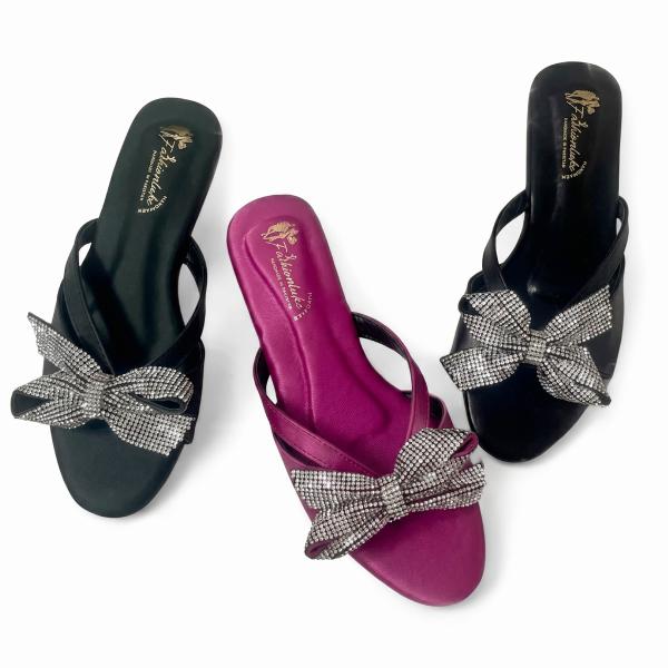 Glamour Satin Bow Block Heel