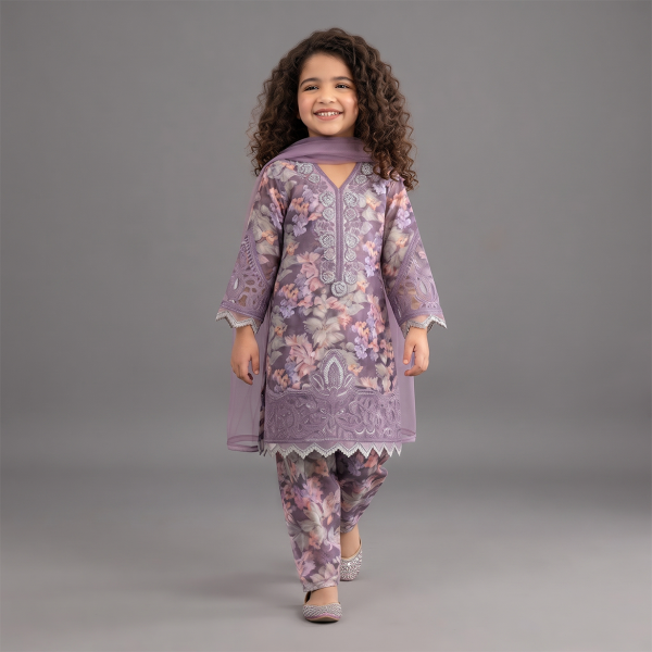 Lavender Floral Embroidered Kurta