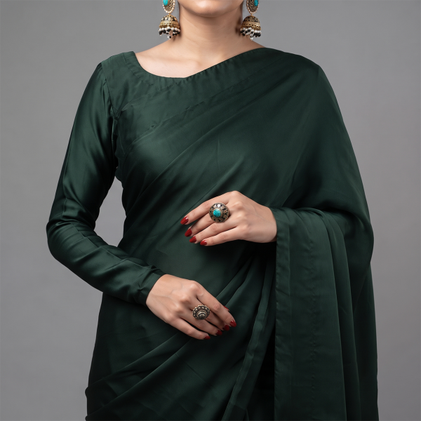 merald Green Satin Saree