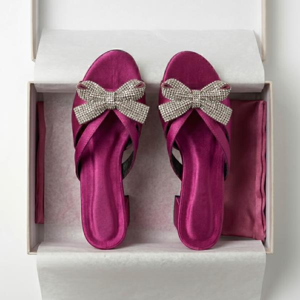 Glamour Satin Bow Block Heel