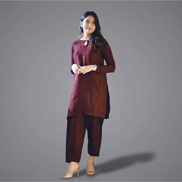 Women's Elegant Maroon Co-ord Set