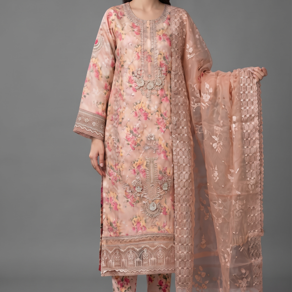 Blush Petal Embroidered Luxury 3-Piece Suit