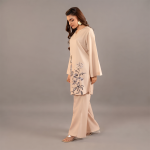 Minimalist Beige Floral Tunic Set