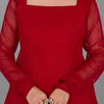 Crimson Red Minimalist Chiffon Co-ord Set with Pleated Gharara