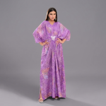 Lavender Breeze Printed Butterfly Kaftan Gown