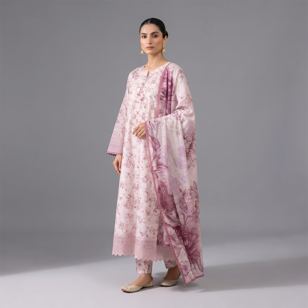 Blush Floral Elegance Printed Lawn Suit
