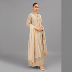 Manahil Embroidered Coffee 3-Piece Festive Anarkali Set