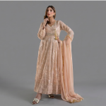 Embellished Peach Angrakha Anarkali Set