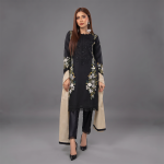 Black Embroidered Kurti with Matching Trousers
