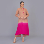 Muted Taupe & Fuchsia Dip-Dye Tunic Set