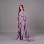 Lilac Luxe Satin Drape Saree