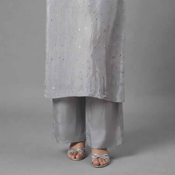 Ethereal Silver-Grey Embellished Ensemble
