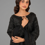Midnight Black Embellished Kurta with Matching Trousers