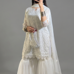 Ethereal White Embroidered Gharara Set with Mirror Work