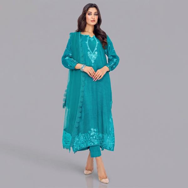 Gold Silk Ensemble with Botanical Ivory Embroidery