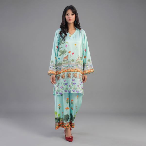 Mint Lagoon Printed Lawn Suit