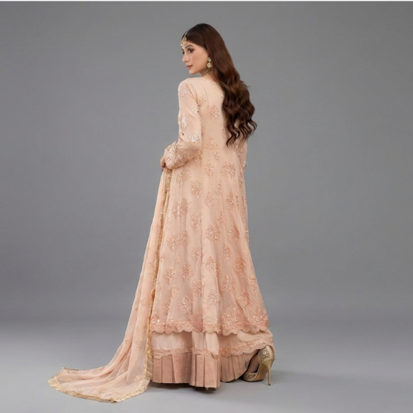Embellished Peach Anarkali Set