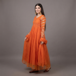 Sunset Orange Embroidered Anarkali Suit