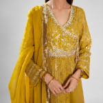 Mustard Embellished A-Line Set