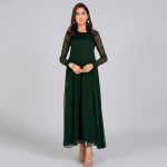 Emerald Green Solid Georgette Maxi Dress