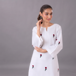 Pristine White Floral Embroidered Suit