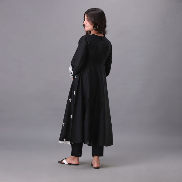Black & White Embroidered Anarkali Frock