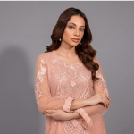Blush Serenity Ruffled Organza Formal Suit with Intricate Embroidery