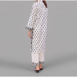 White & Black Printed Kurta Trouser Set