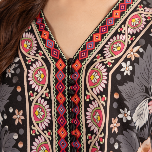 Floral Print V-Neck Kaftan Dress