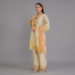 Ivory Geometric Embroidered Lawn Coordinate Set