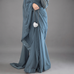 Slate Blue  Chiffon Saree