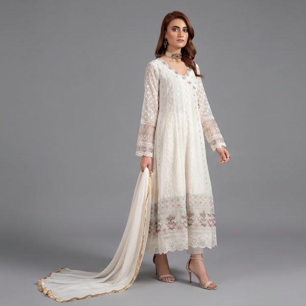 Embroidered Ivory Angrakha Set