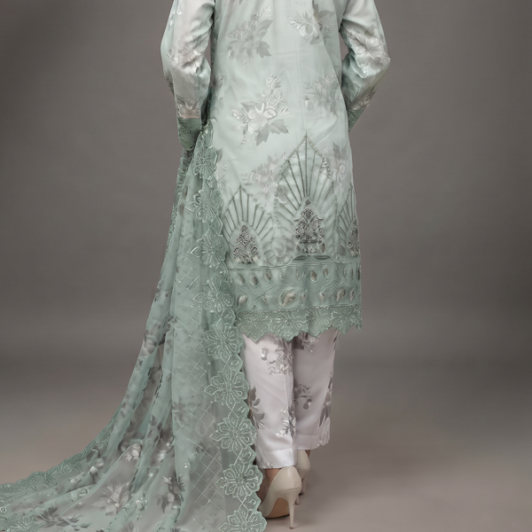 Serene Sage Embroidered Organza Ensemble