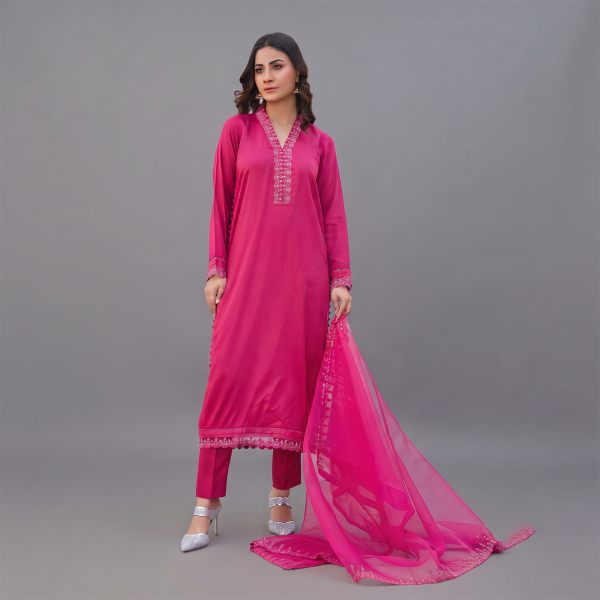 Fuchsia Radiance Embroidered Suit Set