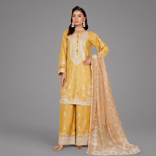 Mustard Embroidered Lawn Coordinate Set