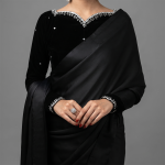 Elegant Black Velvet and Satin Saree