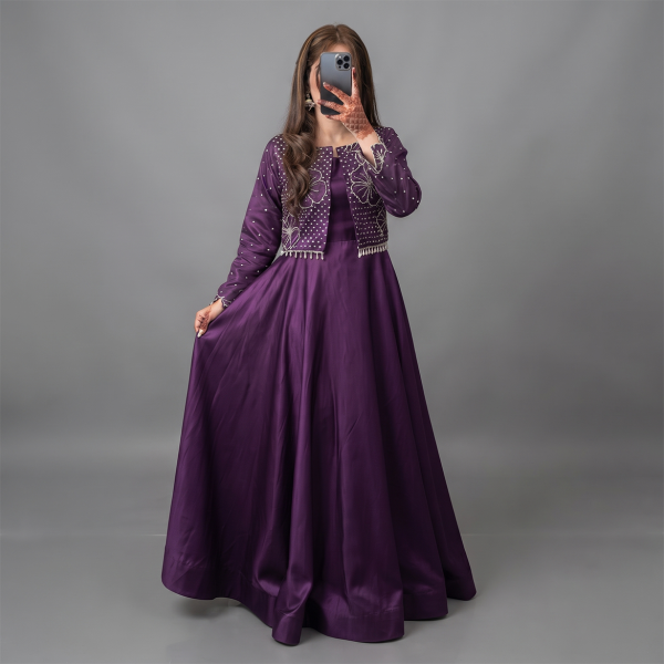 Royal Plum Embroidered Maxi Suit