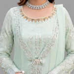 Manahil Embroidered Ice Mint 3-Piece Festive Organza Gown Set