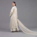 Ethereal Ivory Embroidered Ensemble with Coordinating Dupatta