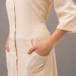 Beige Button-Down Tiered Maxi Dress