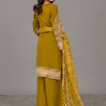 Olive Green Embellished Kurta with Matching Wide-Leg Trousers